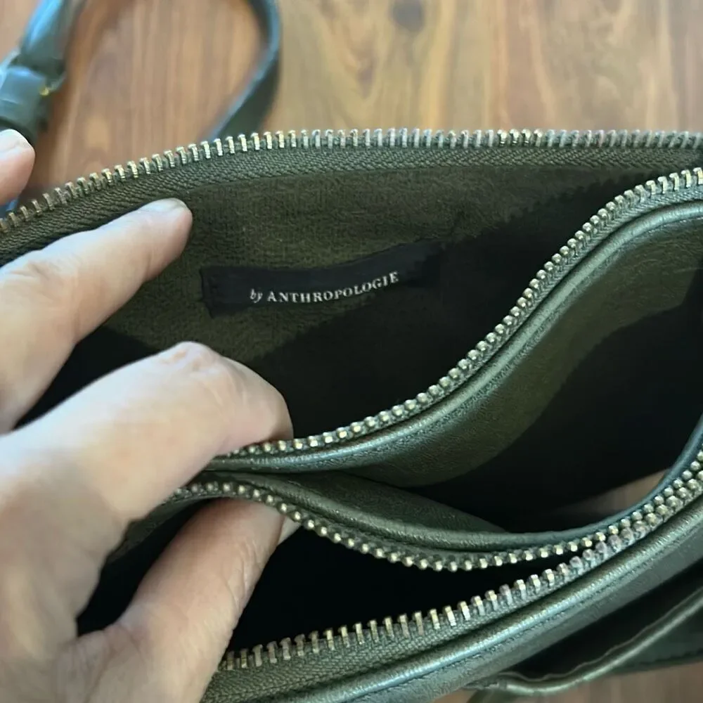 Anthropologie leather green Crossbody bag.